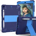 For Apple iPad Air 2 Heavy Duty Kickstand Survivor Case Pencil Holder Cover - Blue