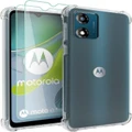 Crystal Shock proof Flexible Gel case Rubber Case For Motorola Moto E13 + Screen Protector - Clear