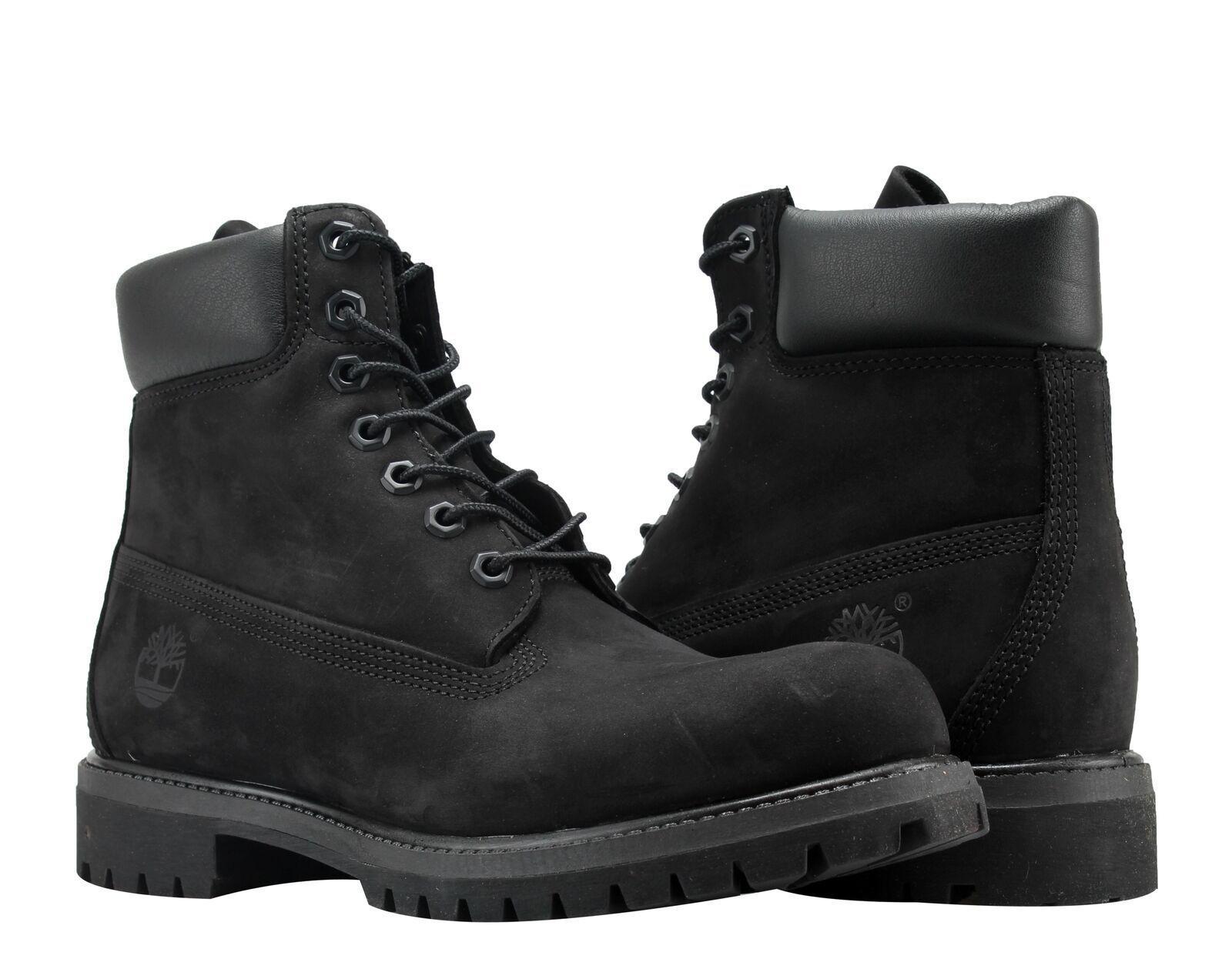 TIMBERLAND Mens 6-Inch Premium Waterproof Boots Original Iconic Shoes - Black Nubuck - US 13