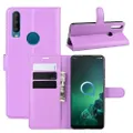 For Alcatel 1S 2021 Premium PU Leather Wallet Flip Phone Case Cover - Purple