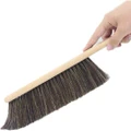 Horse hair duster brush with wooden handle