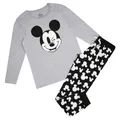 Disney Womens/Ladies Mickey Mouse Wink Long Pyjama Set (Grey/Black/White) (S)
