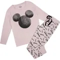 Disney Womens/Ladies Mickey Mouse Silhouette Long Pyjama Set (Light Pink/Black) (M)