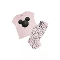 Disney Womens/Ladies Mickey Mouse Silhouette Long Pyjama Set (Light Pink/Black) (S)