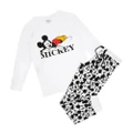 Disney Womens/Ladies Snooze Mickey Mouse Long Pyjama Set (White/Black) (M)