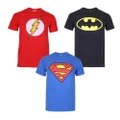 DC Comics Childrens/Kids T-Shirt (Pack of 3) (Red/Black/Blue) (12-13 Years)