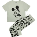 Disney Womens/Ladies Dreamboat Mickey Mouse Long Pyjama Set (Green/Black) (M)