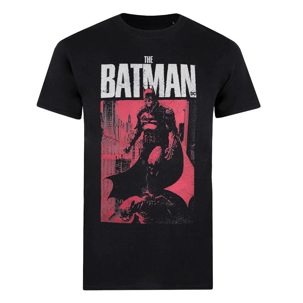 DC Comics Mens The Batman City T-Shirt (Black/Red/White) (XXL)