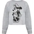 Disney Womens/Ladies Minnie Mouse Sketch Crop Sweatshirt (Grey) (L)