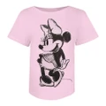 Disney Womens/Ladies Minnie Mouse Sketch Cotton T-Shirt (Light Pink) (M)