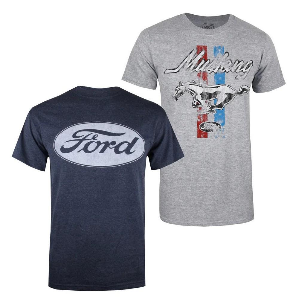 Ford Mens T-Shirt (Pack of 2) (Navy/Grey/Red) (M)