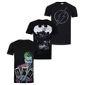 DC Comics Mens Heroes T-Shirt (Pack of 3) (Black/White) (M)