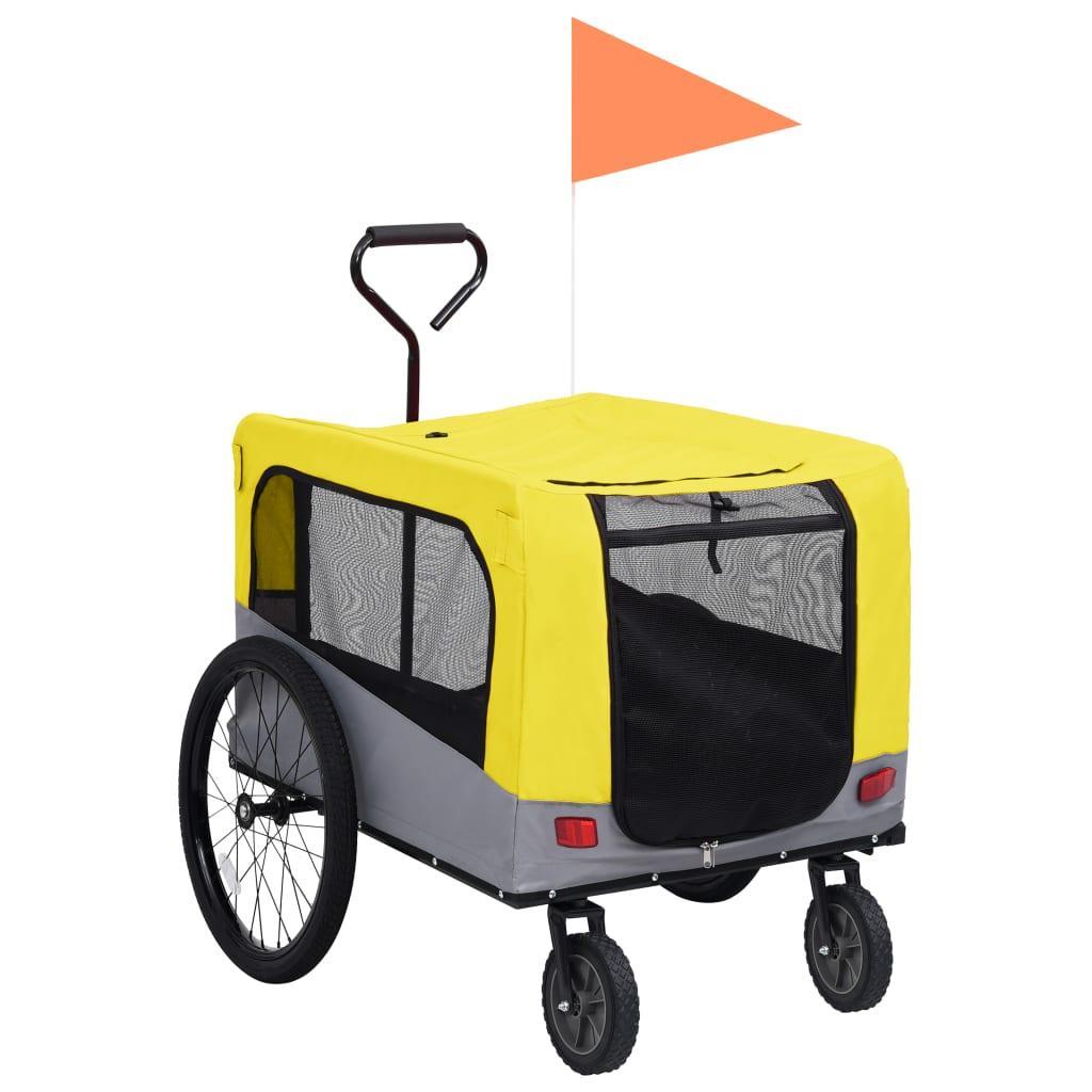 2-in-1 Pet Bike Trailer and Jogging Stroller Yellow and Grey vidaXL