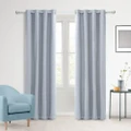 Home Faux Linen 100% Blockout Eyelet Curtains, 2 Pack (Ocean) - 180x223cm