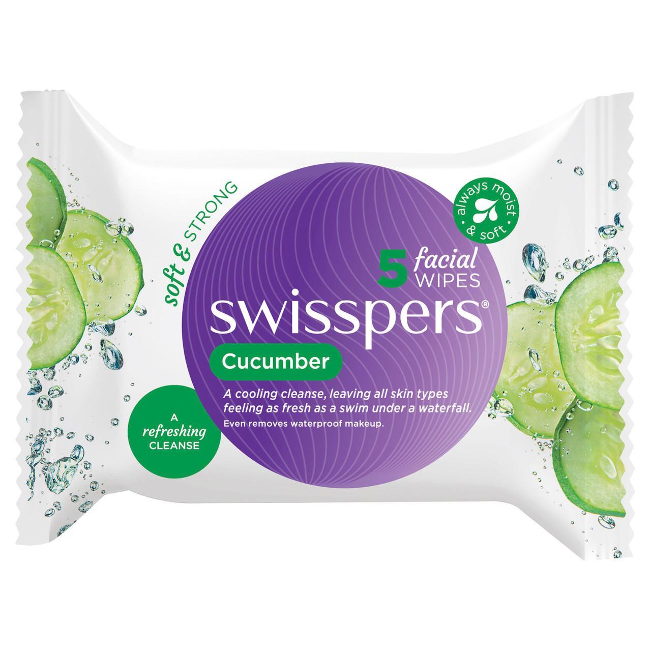 Swisspers Cucumber Facial Wipes 5 pack
