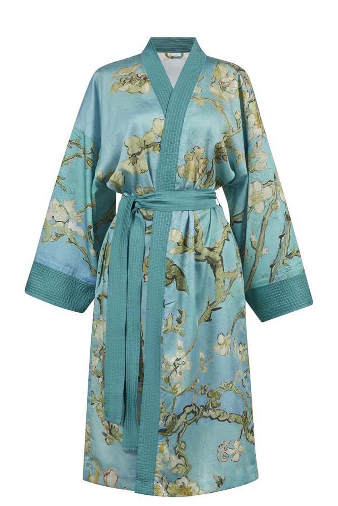 Van Gogh Almond Blossom Blue Kimono Robe