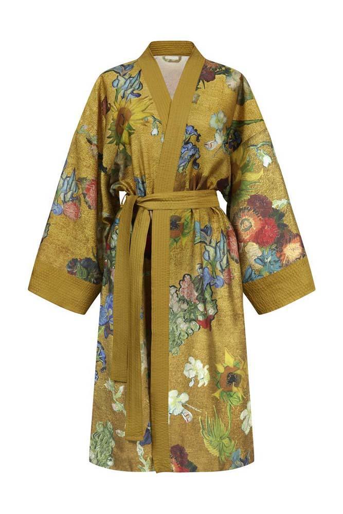 Van Gogh Partout des Fleurs Gold Kimono Robe