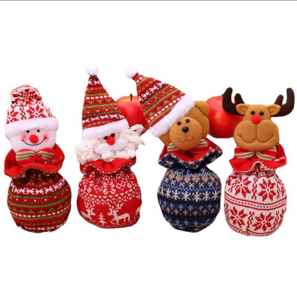4 pcs Christmas Eve apple bags Knitted closed apple bags