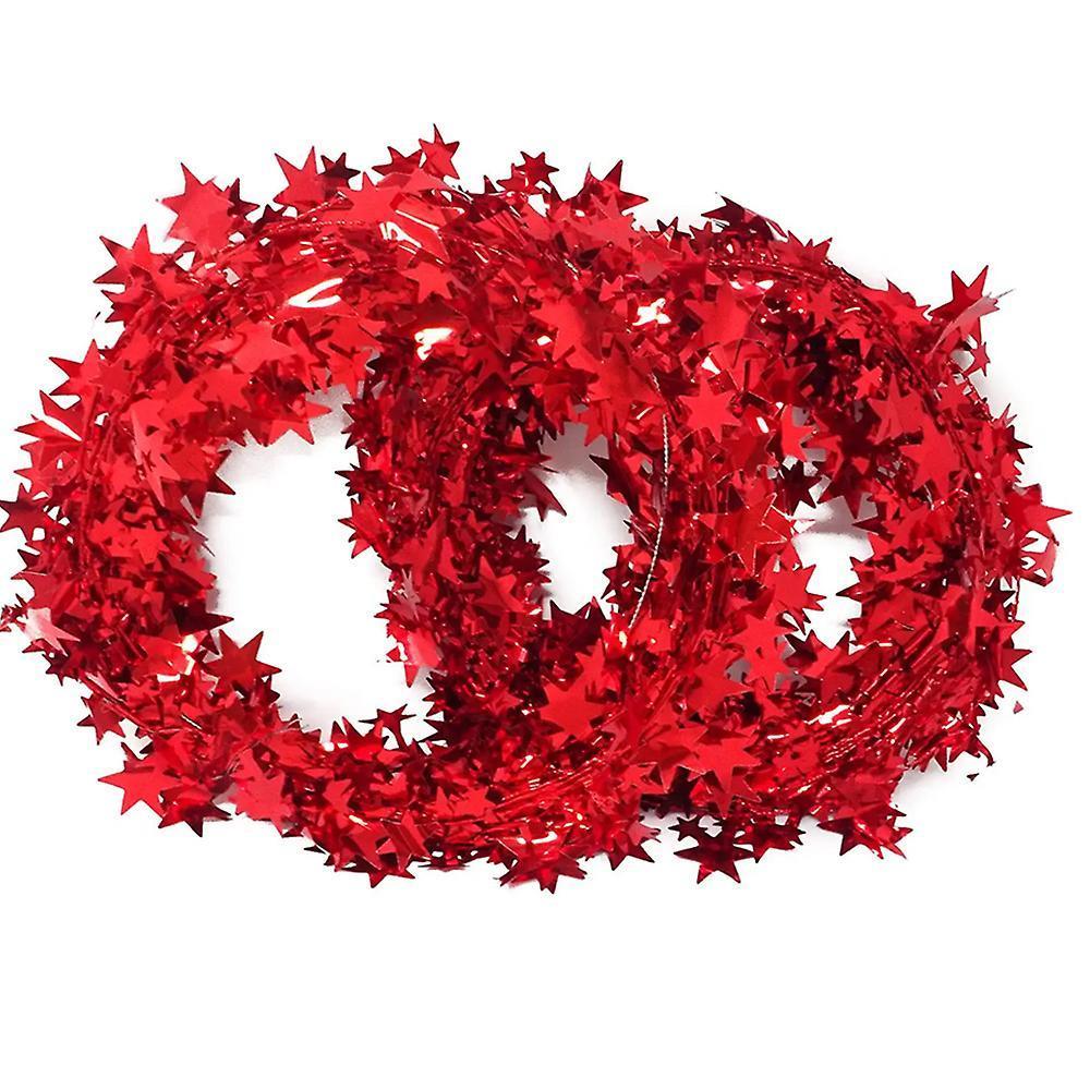 10 pcs Rolls Of Sparkly Star Tinsel Garlands With Wire For Xmas Tree, Birthday, Party, Festive Ornament red