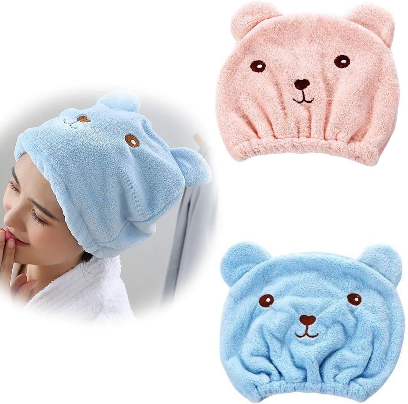 2pcs Dry Hair Hat Hair Towel Microfiber Hair Towel Absorbent Turban Face Towels Bath Towel Hat for Q