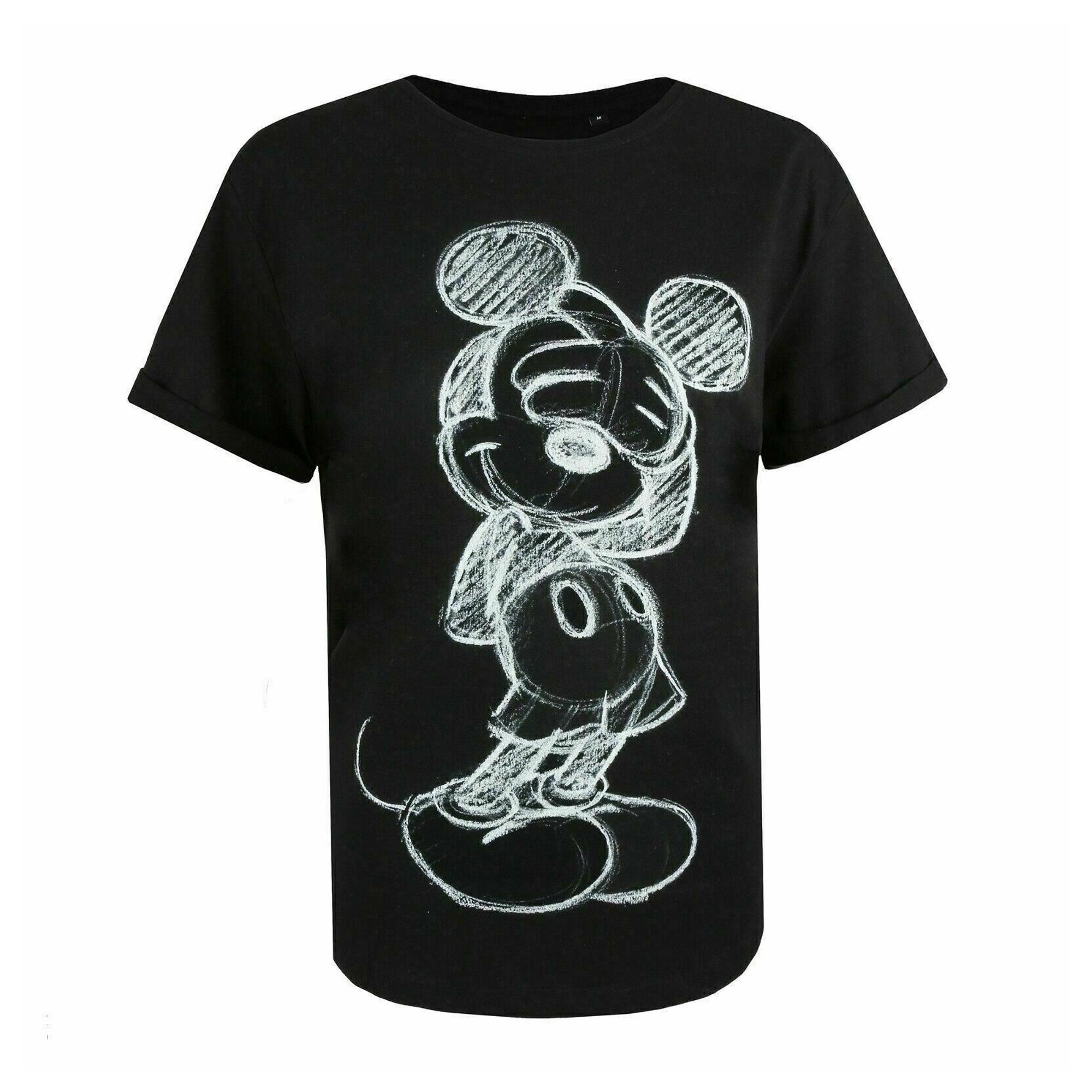 Disney Womens/Ladies Shy Mickey Mouse T-Shirt (Black/White) (S)