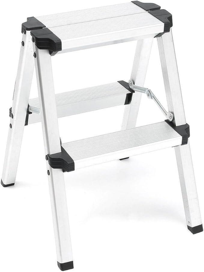 Portable 2 Step Folding Ladder Aluminium Frame Anti Slip Safety 150KG Cap. Home