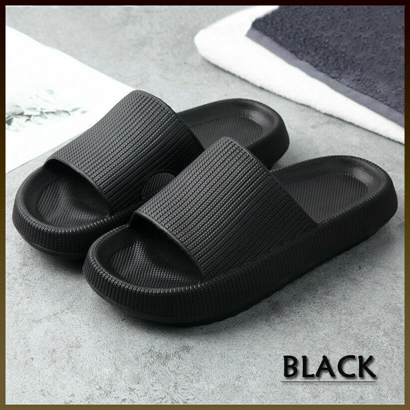 Costcom Ultra-Soft PILLOW Anti-Slip Sandals Slippers Extra Soft Cloud Shoes Black 40-41