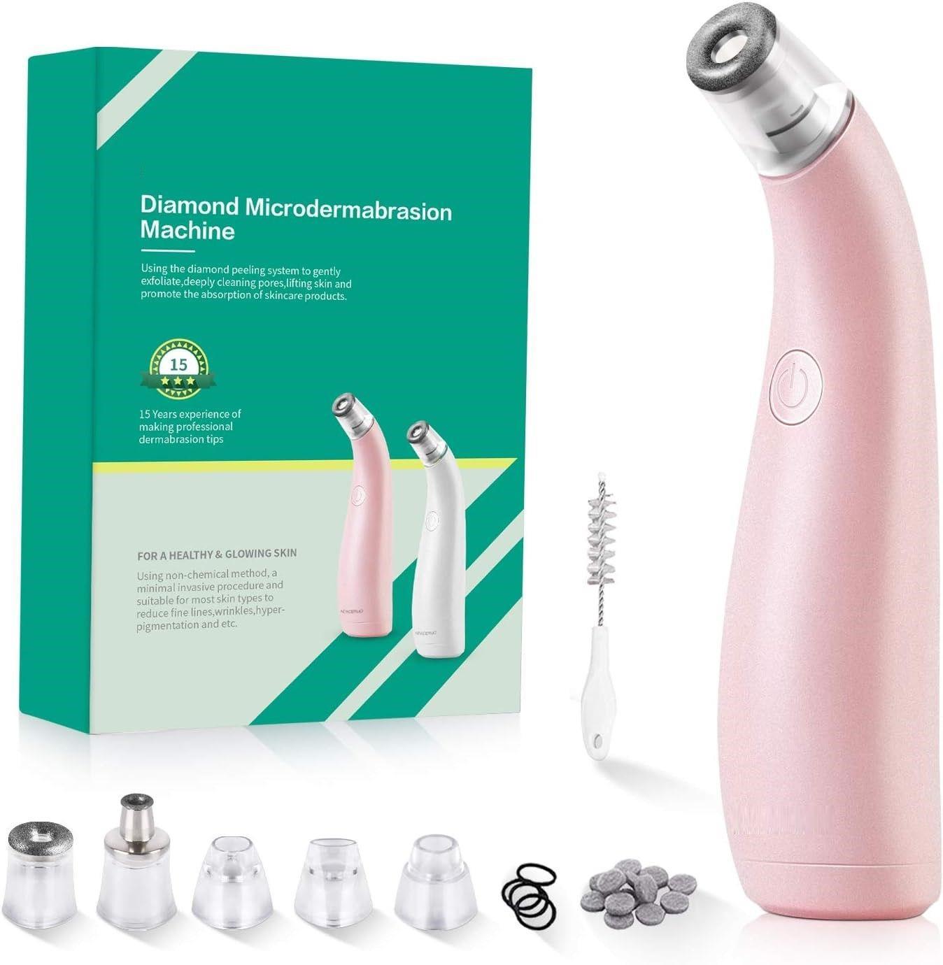 Diamond Microdermabrasion Machine 2-in-1, Diamond, Electric Blackhead Remover, Pore Vacuum Cleaner, Facial Exfoliation Tool, 5 Replaceable Suction Heads
