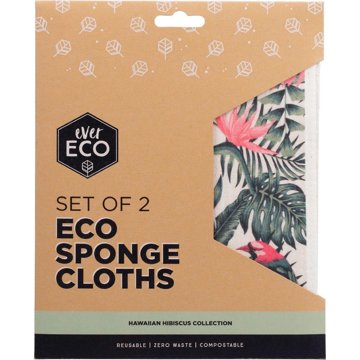 EVER ECO Eco Sponge Cloths Hawaiian Hibiscus Collection 2pk