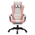 Racing Chair with RGB LED Lights Pink and White Faux Leather vidaXL