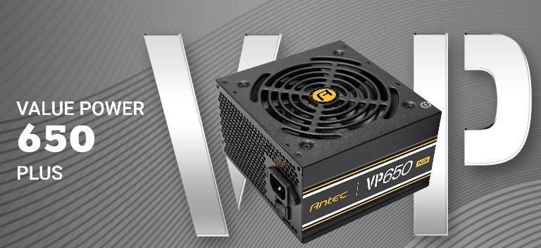 ANTEC VP650P PLUS 650w 80+ Certified @ 85% Efficiency AC 120V - 240V, Continuous Power, 120mm Silent Fan. s . Performance and Value