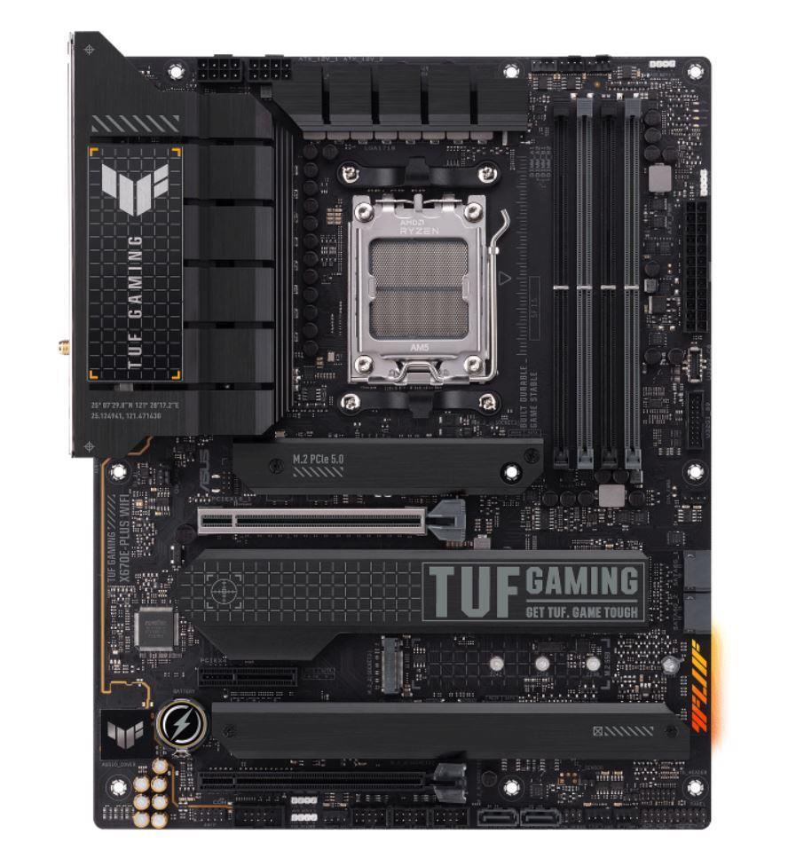 ASUS AMD X670E TUF GAMING X670E-PLUS WIFI (AM5) ATX Motherboard 4x DDR5 128GB 1x PCIe 5.0 x164 x M.24 x SATAHDMI.DP2.5Gb Ethernet