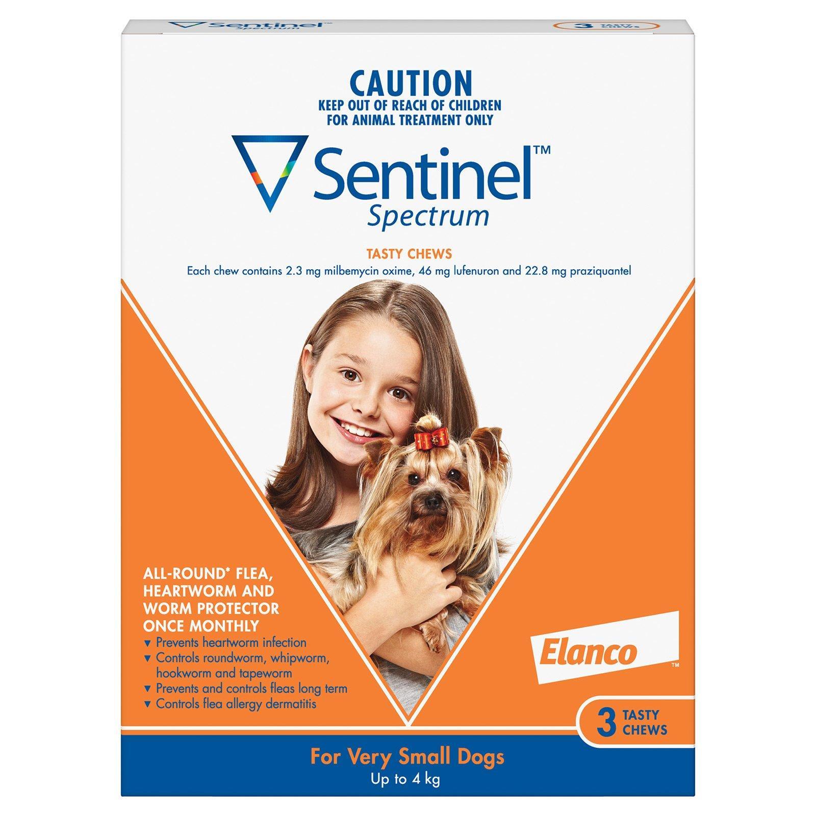 Sentinel Spectrum Tasty Chews For Very Small Dogs Up To 4Kg (Orange) 3 Chews