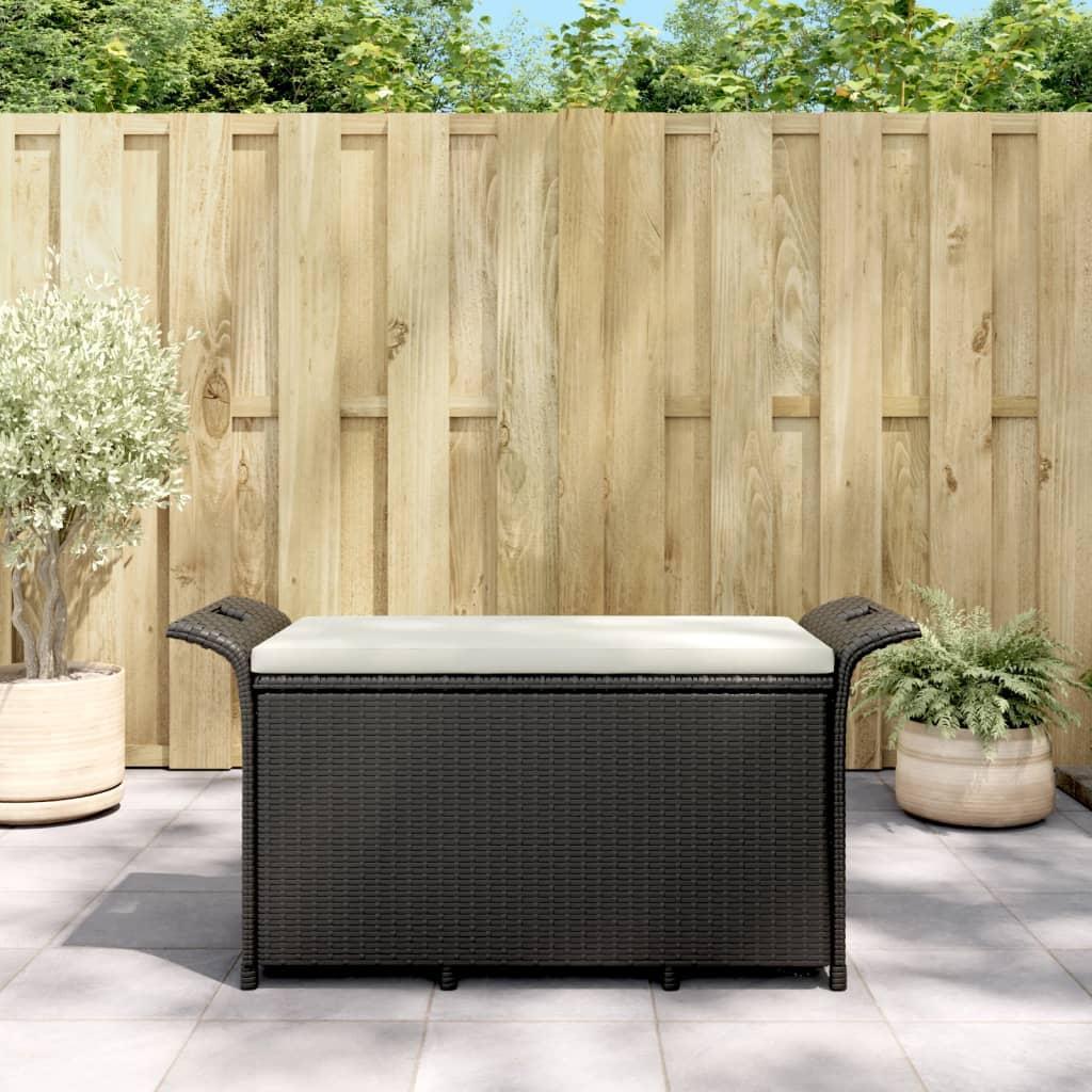 Garden Bench with Cushion Black 116x46x57 cm Poly Rattan vidaXL