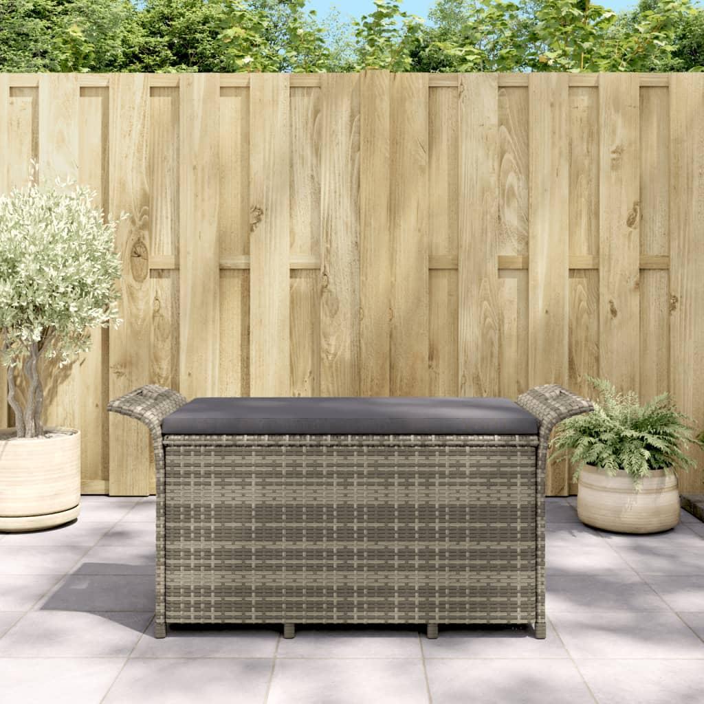 Garden Bench with Cushion Grey 116x46x57 cm Poly Rattan vidaXL