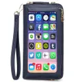 Multi-function RFID crossbody Phone Wallet with Credit Card Slots-Navy blue