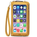 Multi-function RFID crossbody Phone Wallet with Credit Card Slots-Yellow