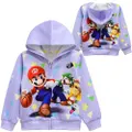 Vicanber Kids Boys Super Mario Series 3D Print Hoodie Zip Jacket Coat Long Sleeve Hooded Top Gift(Style C,6-7Years)