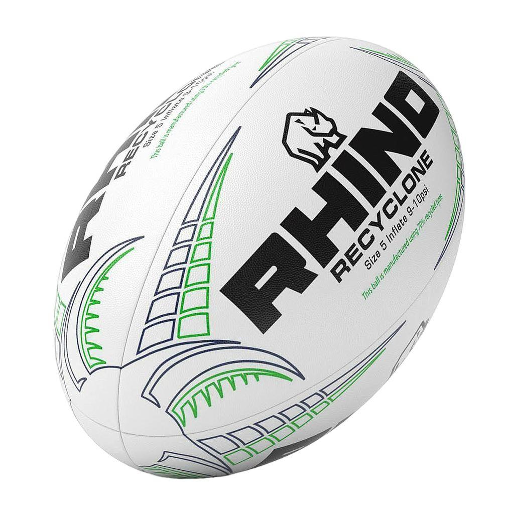 Rhino Recyclone Rugby Ball (White/Black/Green) (5)