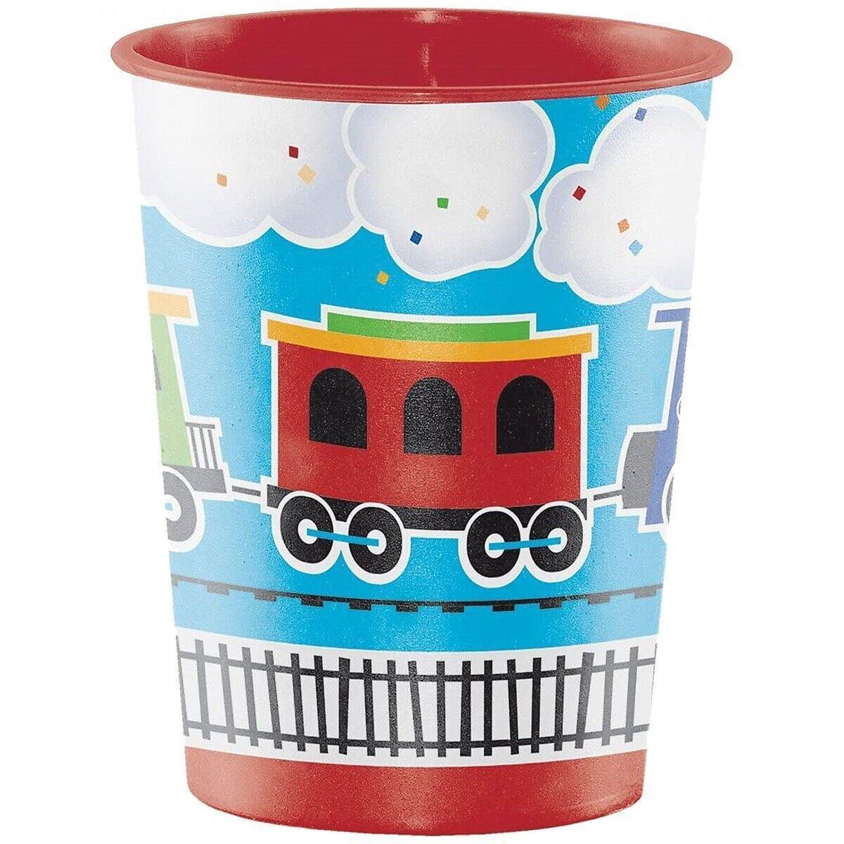 Creative Party All Aboard Plastic Train Party Cup (Pack of 6) (Red/Blue/Black) (One Size)