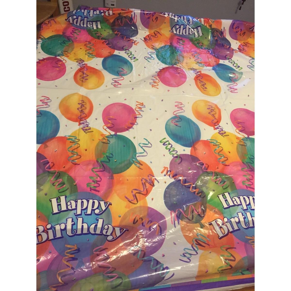 Unique Party Brilliant Plastic Birthday Tablecloth (Multicoloured) (One Size)
