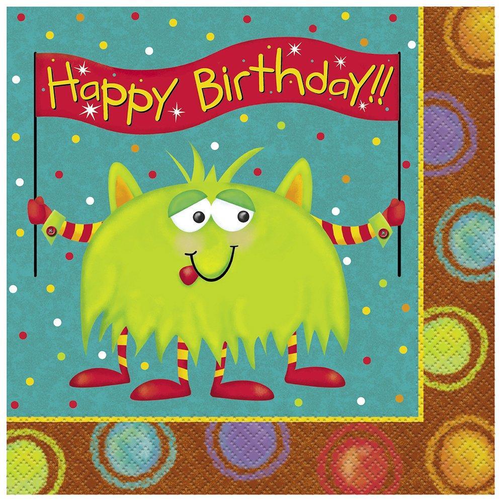 Unique Party Monster Birthday Disposable Napkins (Pack of 16) (Multicoloured) (One Size)
