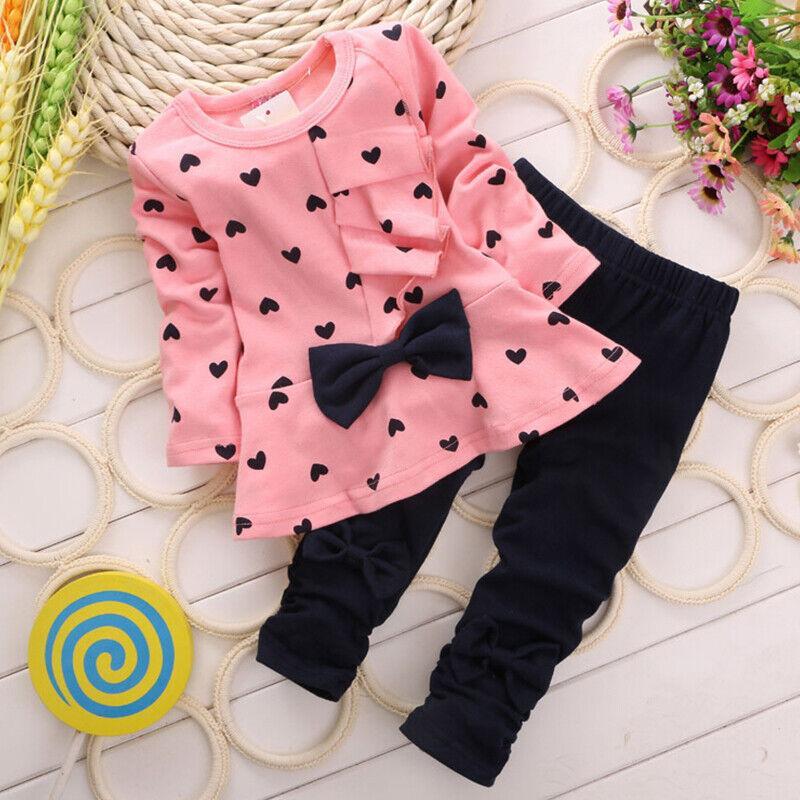 Vicanber Toddler Baby Warm Long Sleeve Top Joggergers Pants Outfits Set(Pink,1-2 Years)