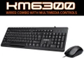 [KM6300] USB Wired Keyboard & Mouse Combo Multimedia Controls 1000dpi