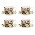 4x Ecology Impatiens New Fine China Floral Tea/Coffee Drinks Cup & Saucer 220ml