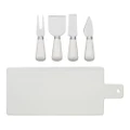 5pc Ecology Origin 13cm Straight Cheese Knives Slicer w/ Cutting Board Set White