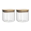 2pc Ecology Pantry 10.5cm Square Glass Canister Storage Organiser w/Bamboo Lid