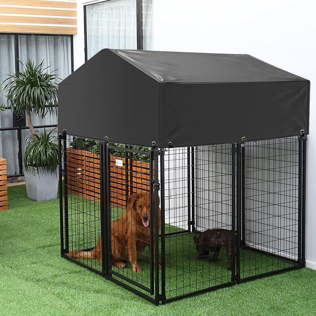 Lockable Dog House Kennel Pet Playpen with Water-Resistant Roof for Medium Dog