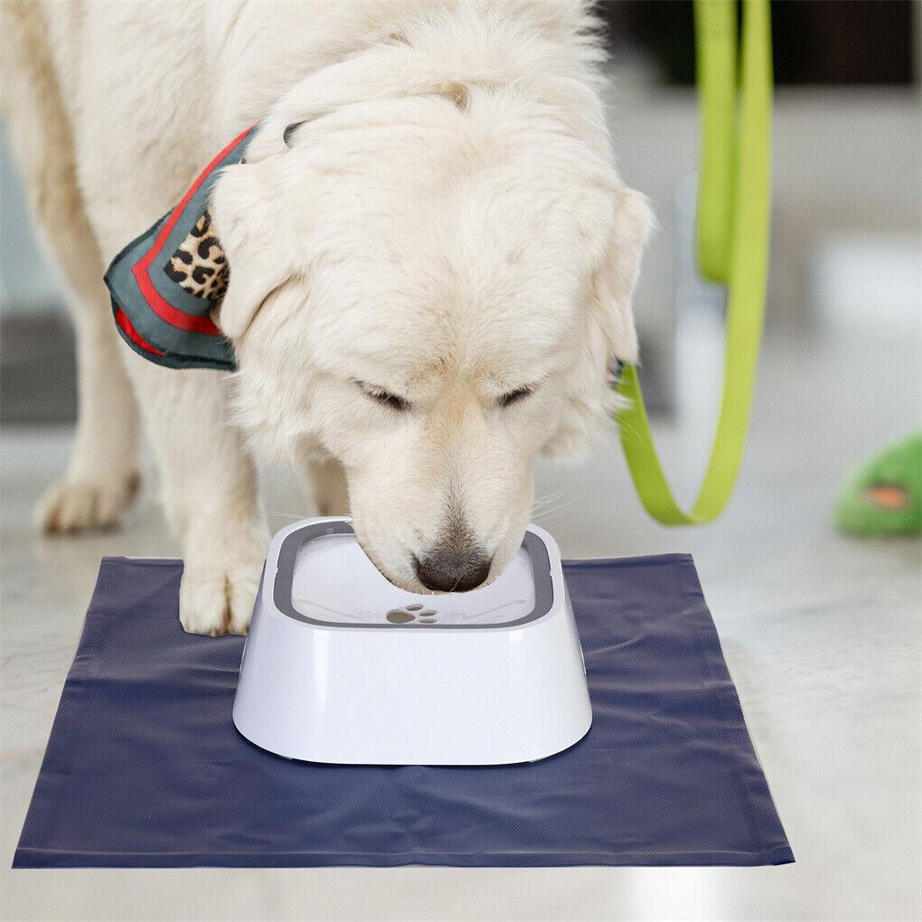 Non Spill Pet Dog Water Bowl Detachable Cat Slow Drinking Bowl w/ Waterproof Mat