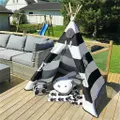 Kids Teepee Tent Black and White Stripe Children Play House for Indoor & Garden